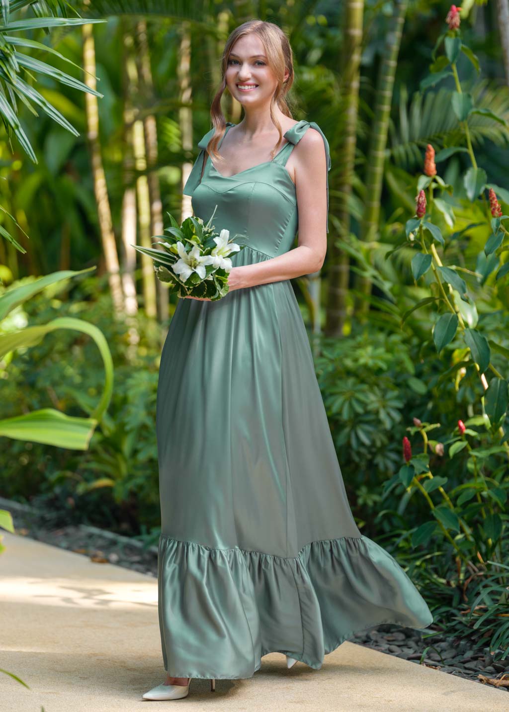 Sage green silk dress