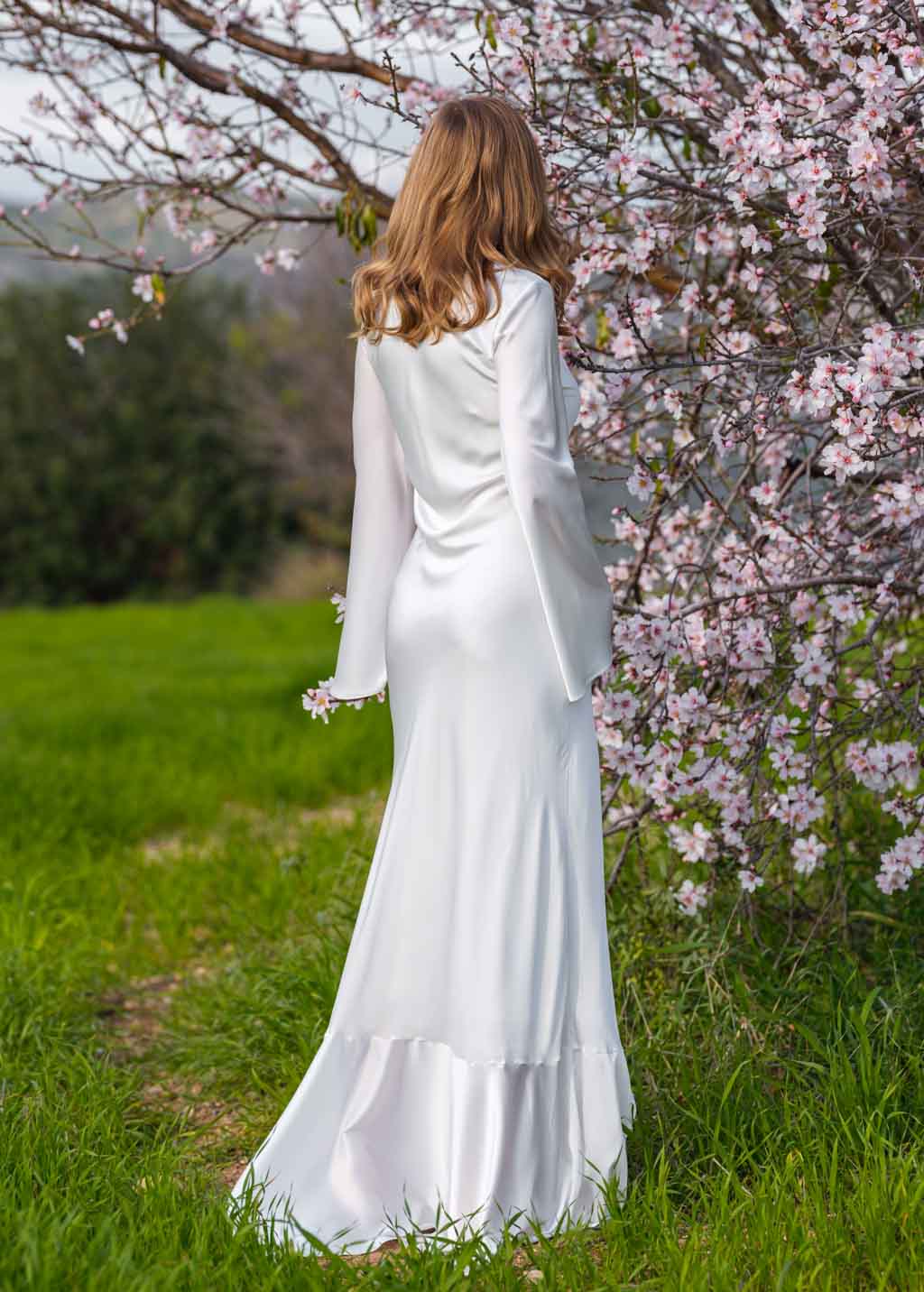 Ivory silk slip long dress