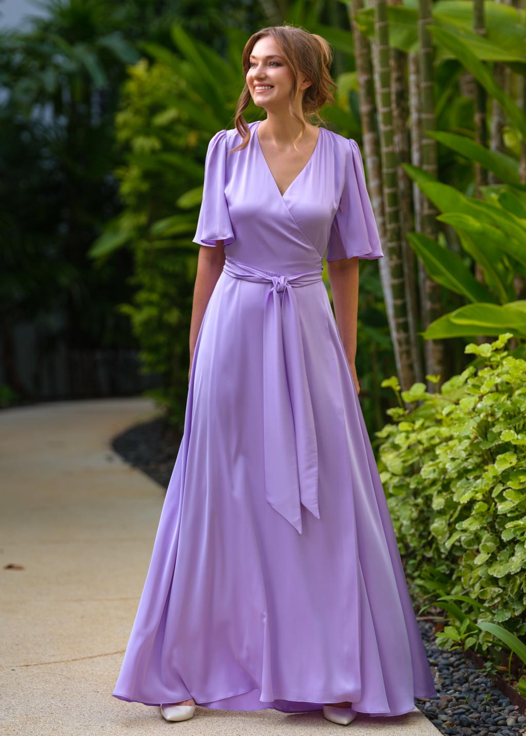 Lilac wrap long dress