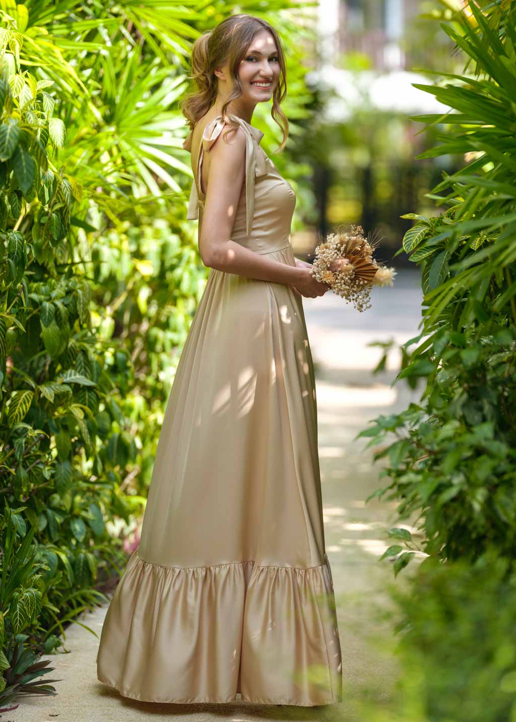 Champagne gold silk dress