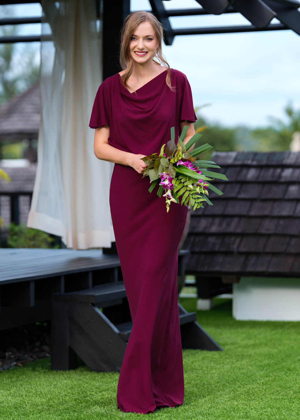 Burgundy romantic long dress