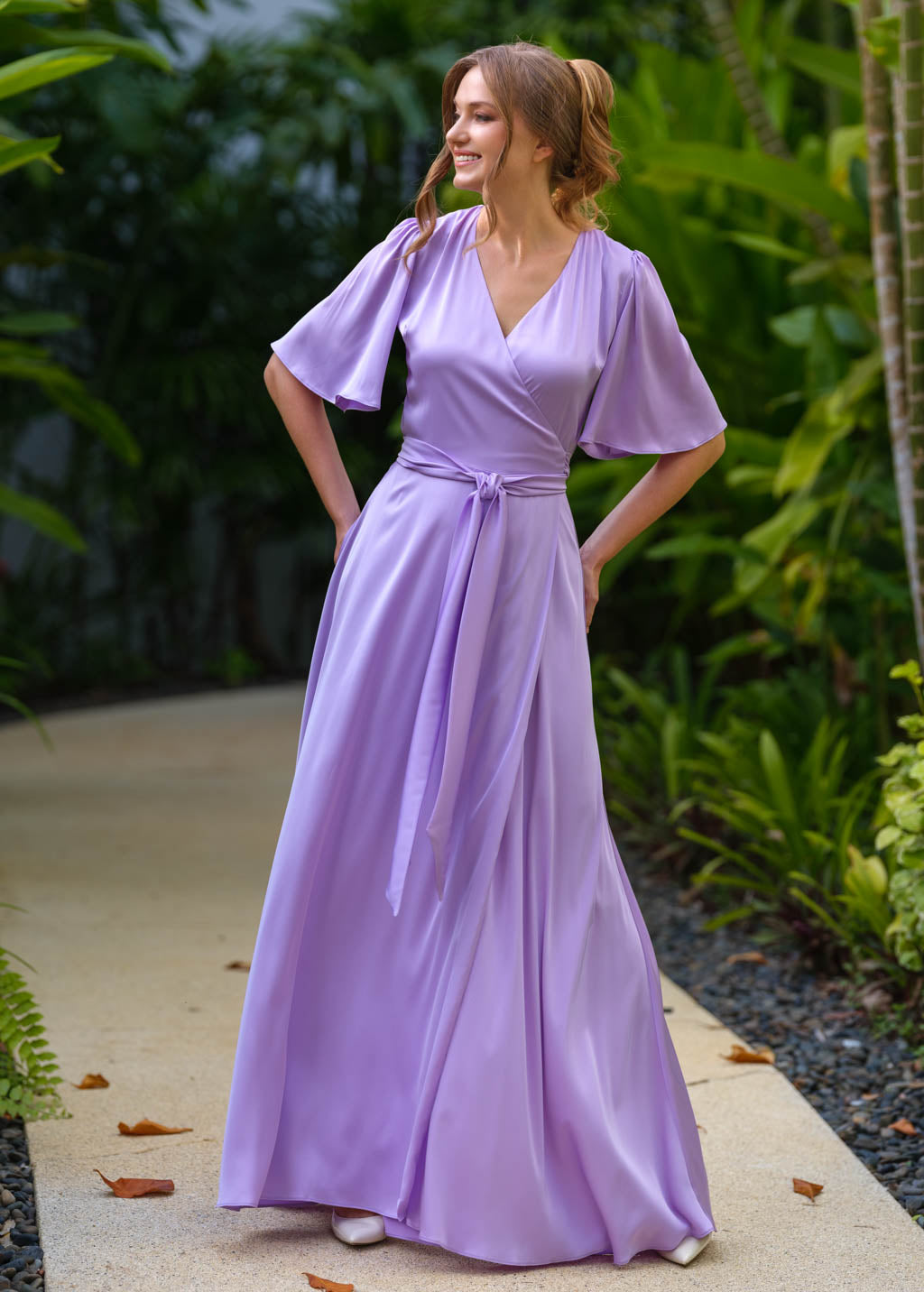 Lilac wrap long dress