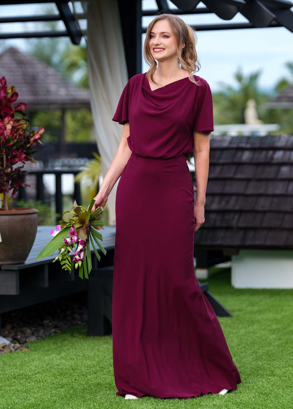Burgundy romantic long dress