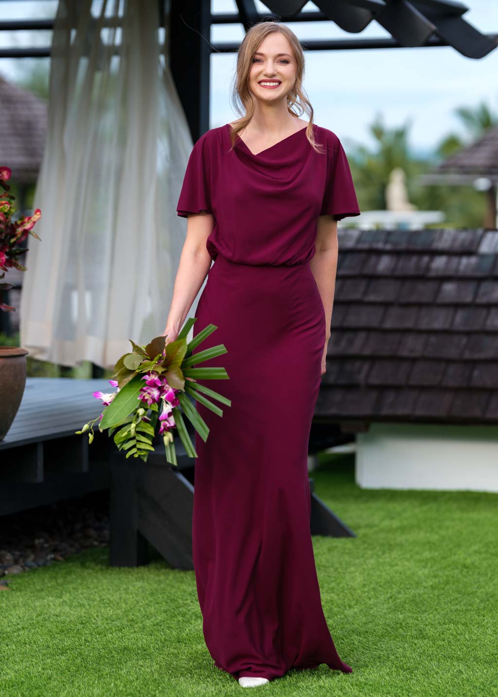 Burgundy romantic long dress