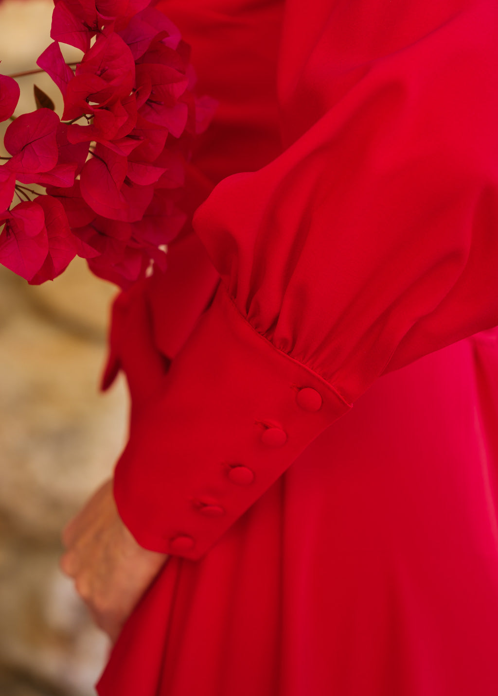 Red chiffon wrap long dress