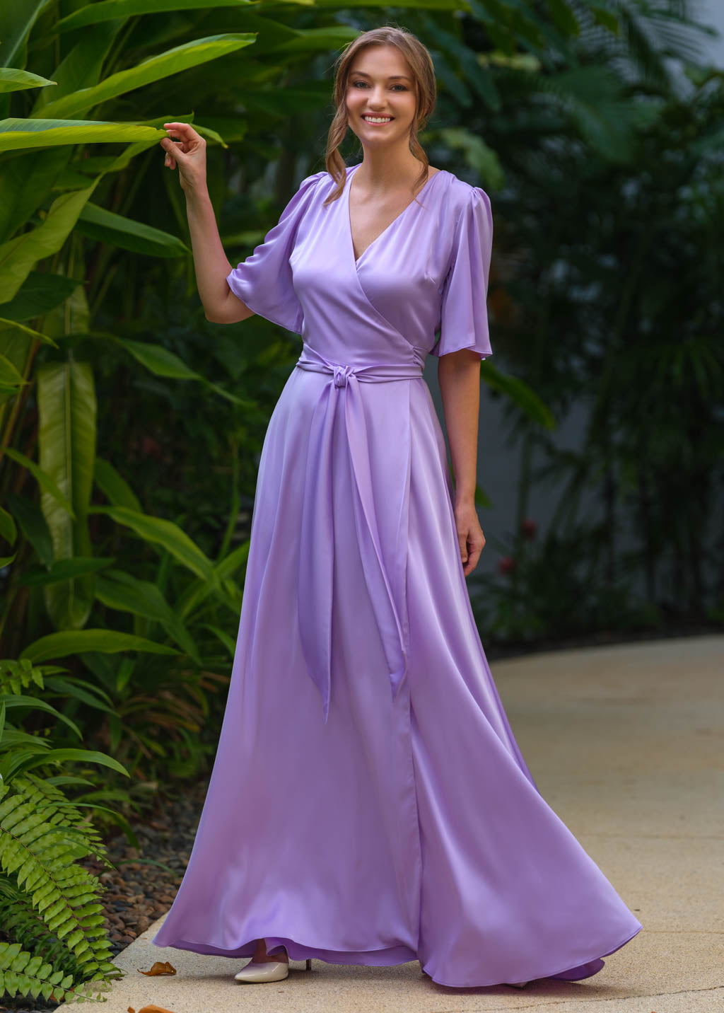 Lilac wrap long dress