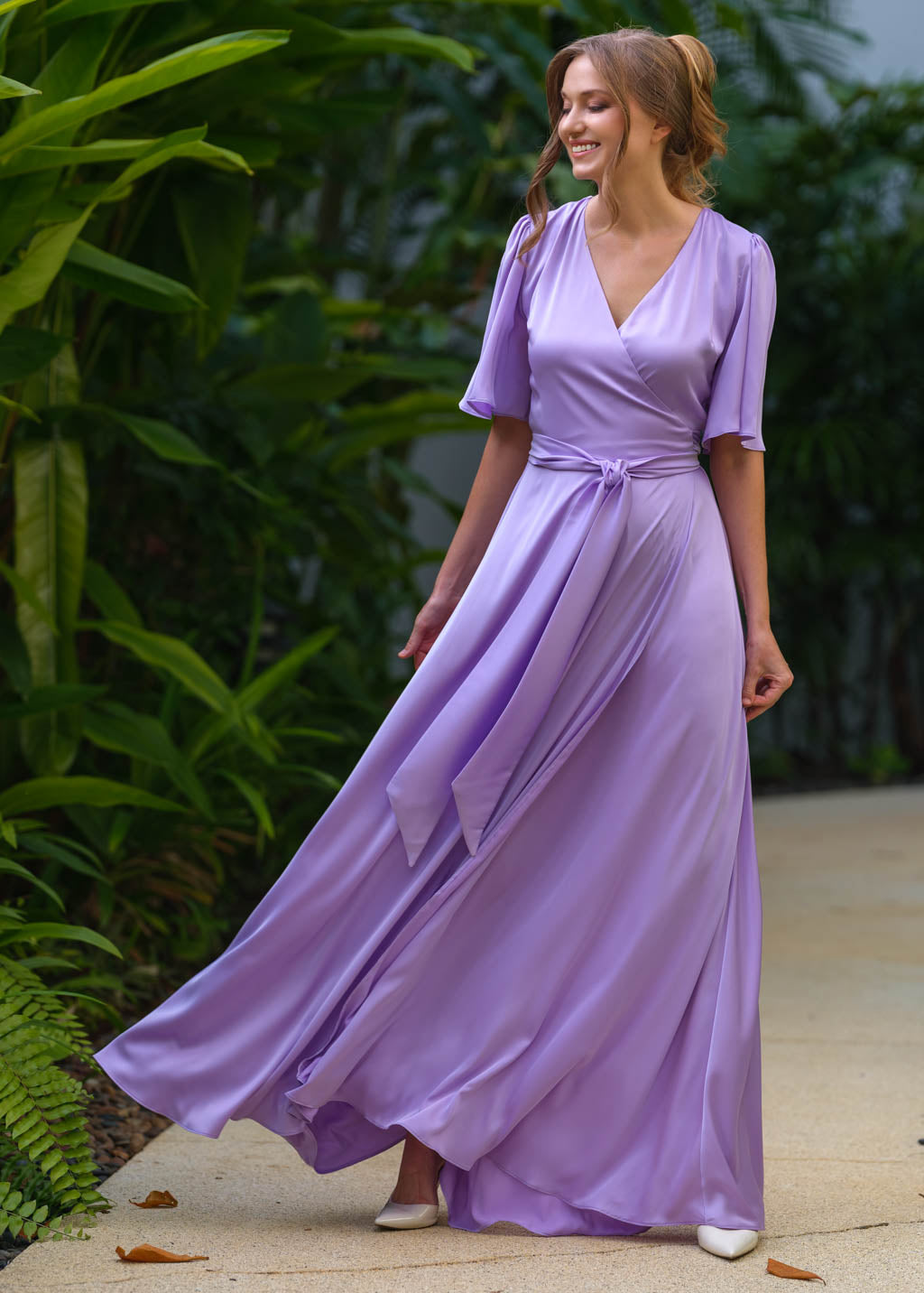 Lilac wrap long dress