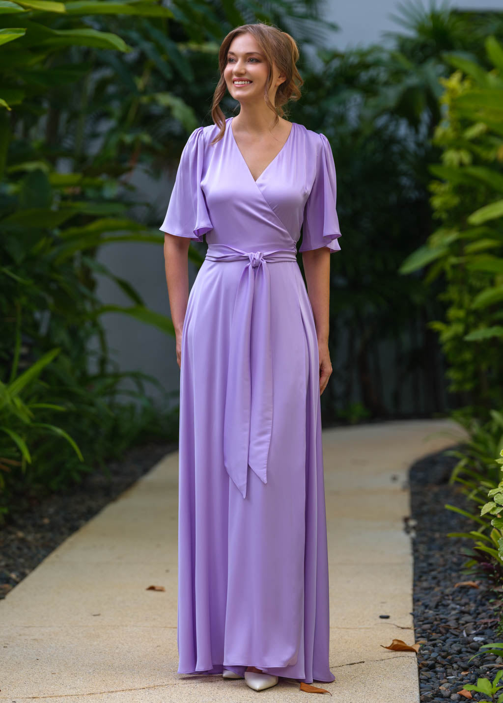 Lilac wrap long dress