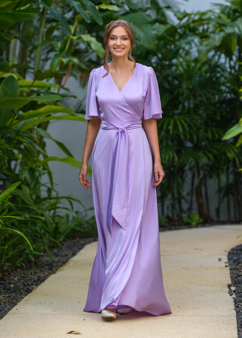 Lilac wrap long dress