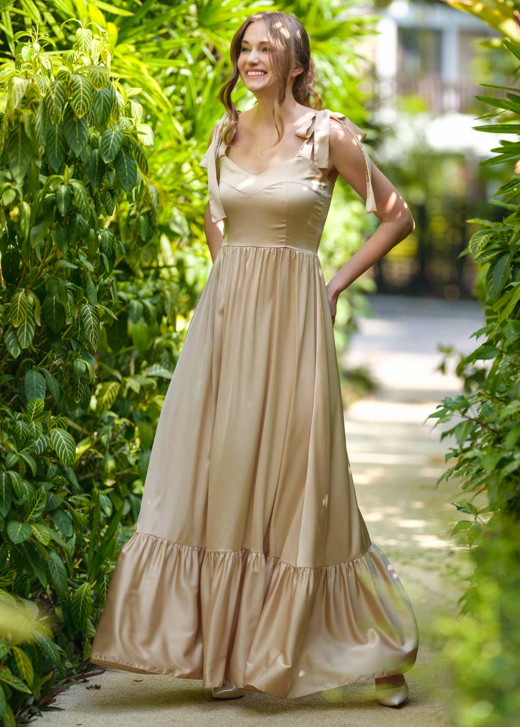 Champagne gold silk dress