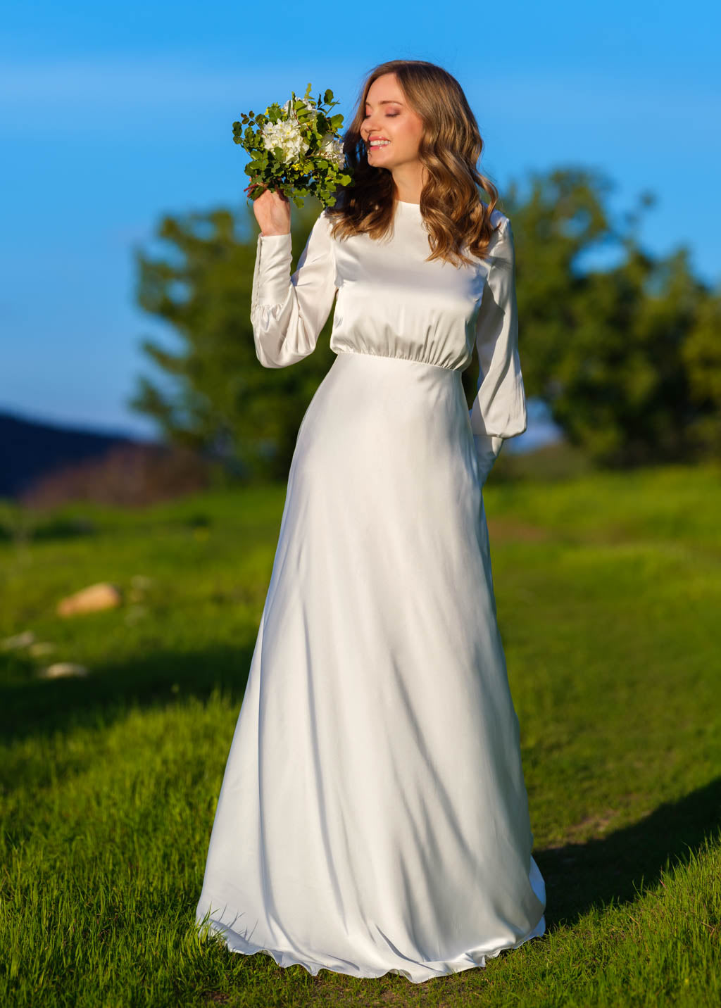 Ivory silk wedding dress