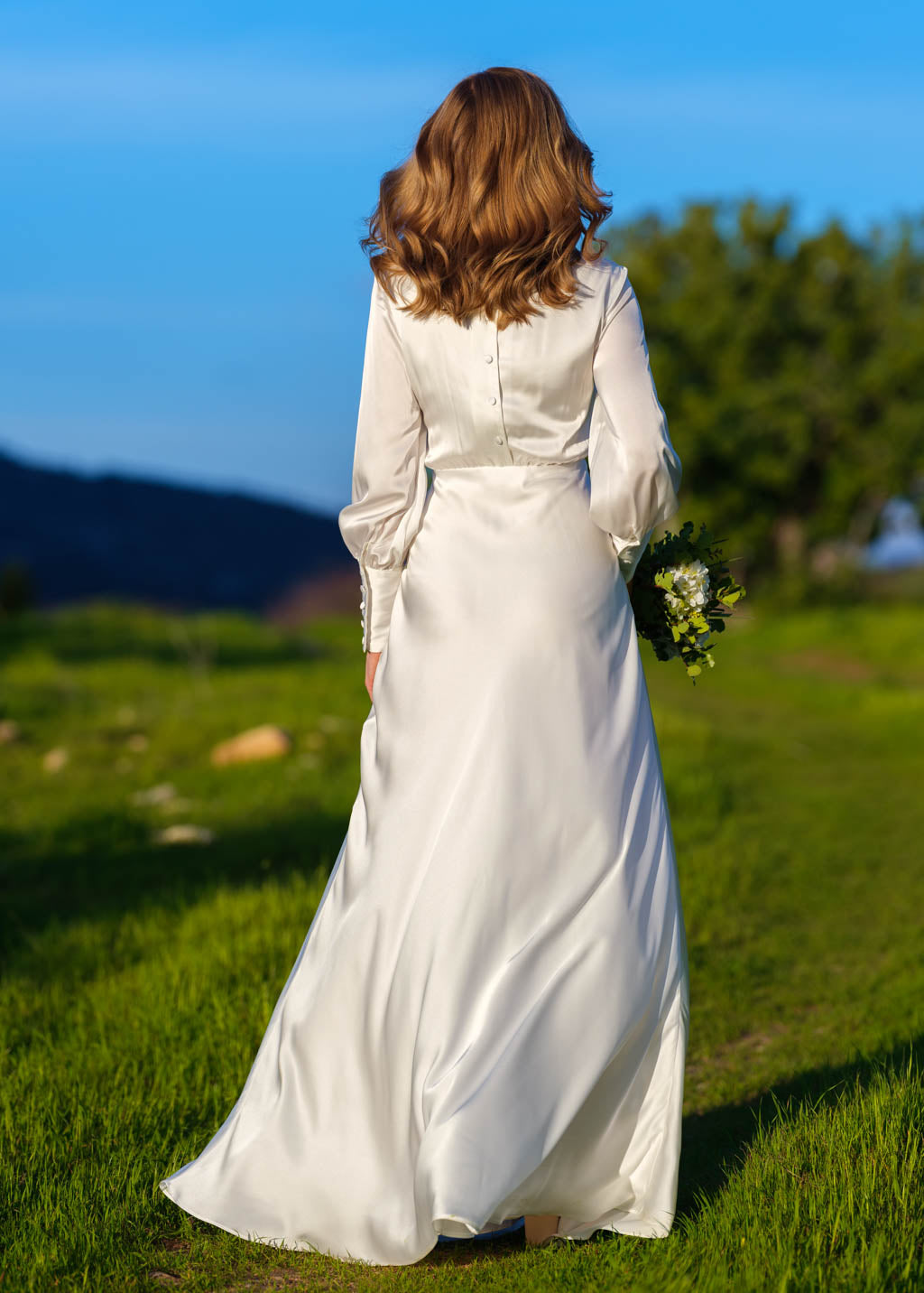 Ivory silk wedding dress