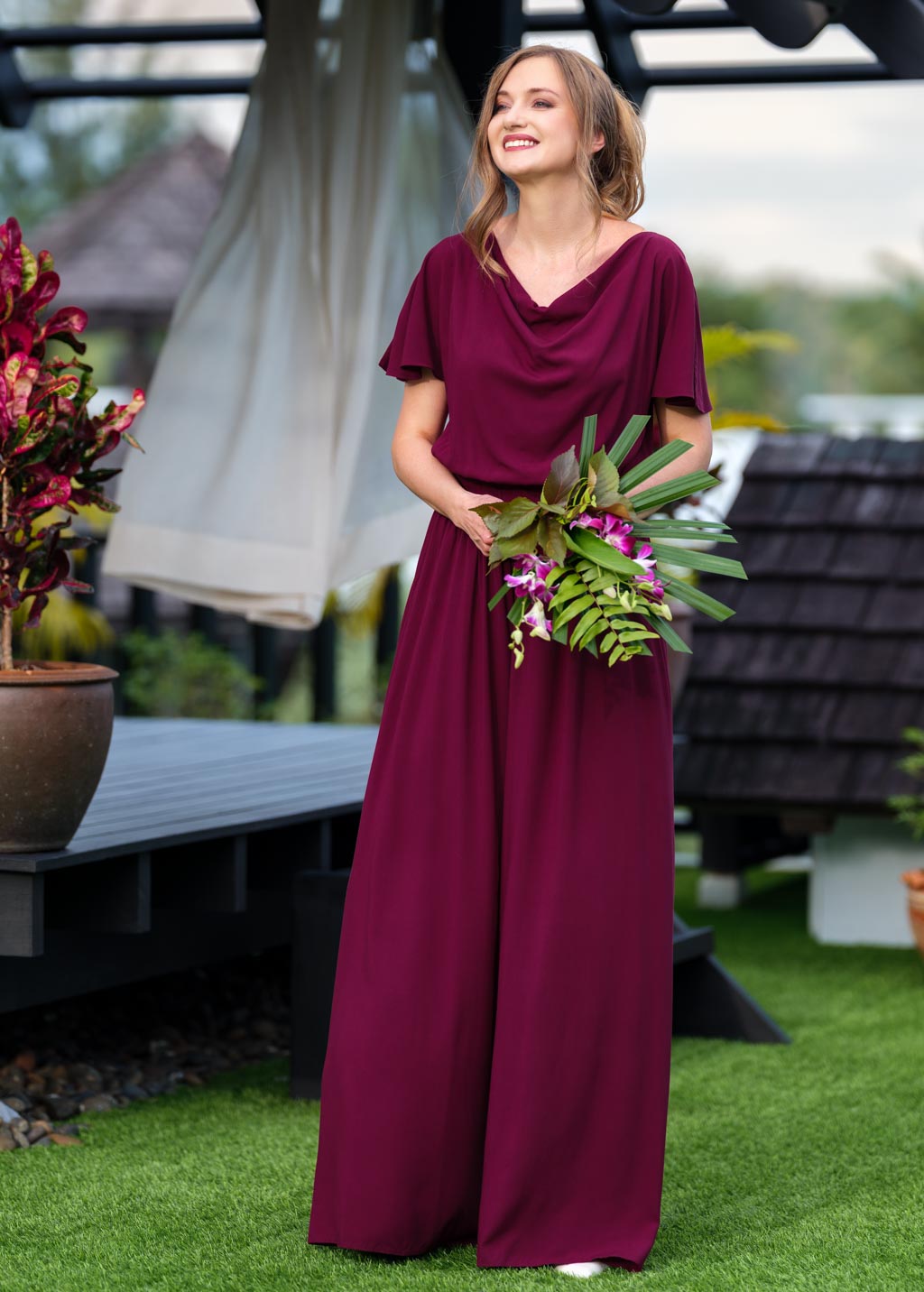 Burgundy romantic jumpsuit