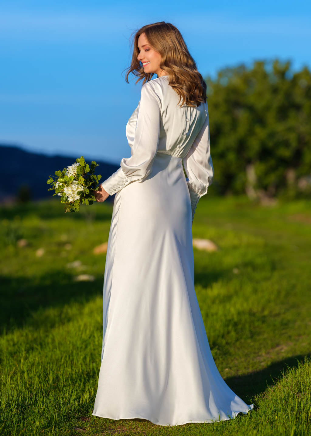 Ivory silk wedding dress