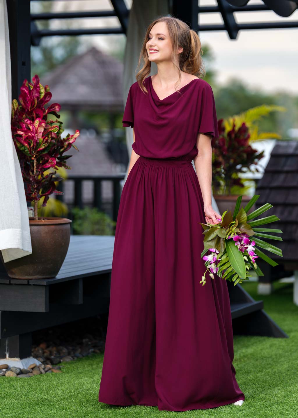 Burgundy romantic jumpsuit