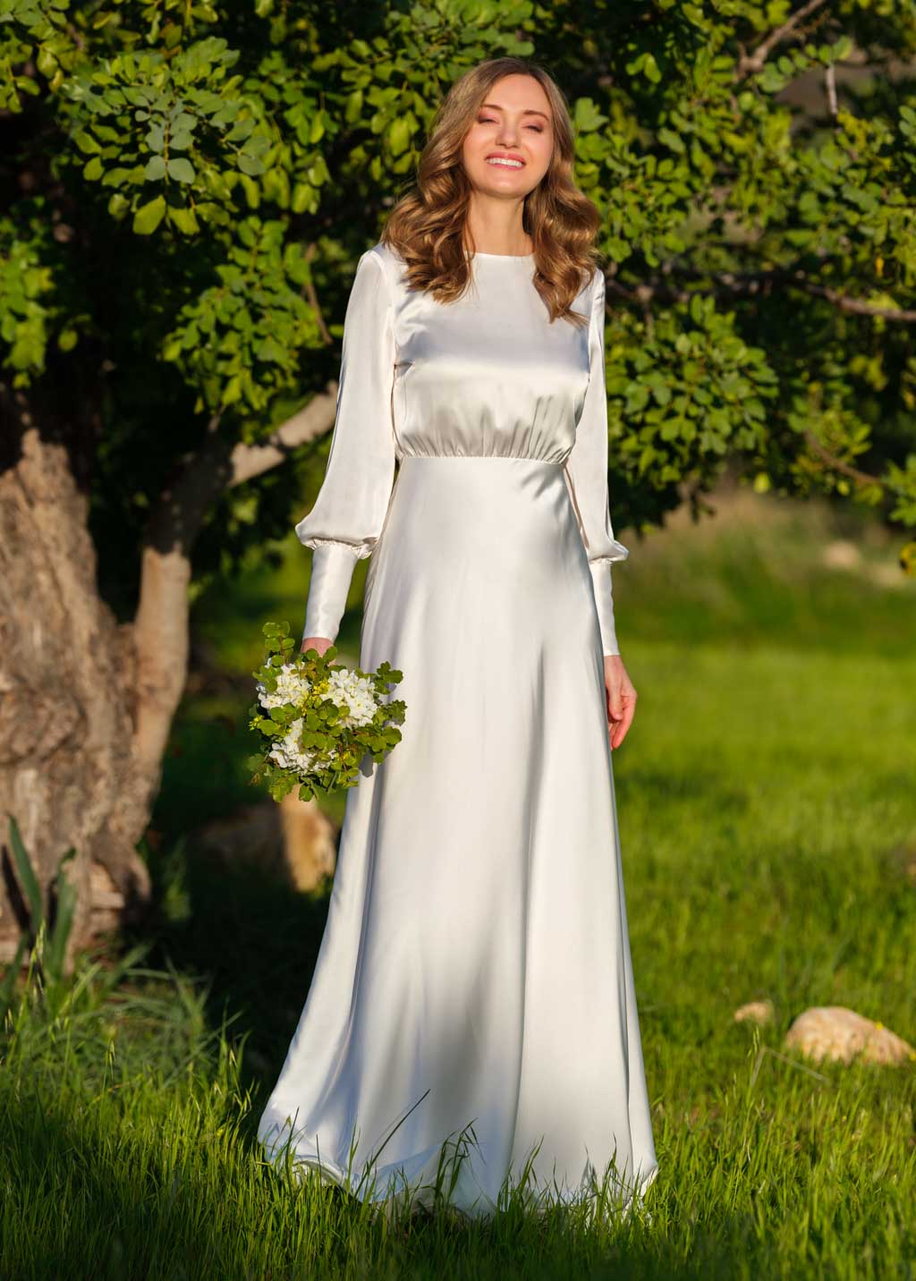 Ivory silk wedding dress
