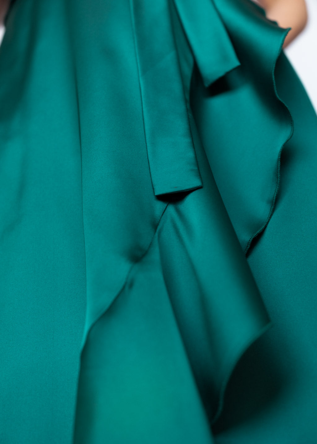 Dunkelgrünes Wickelkleid