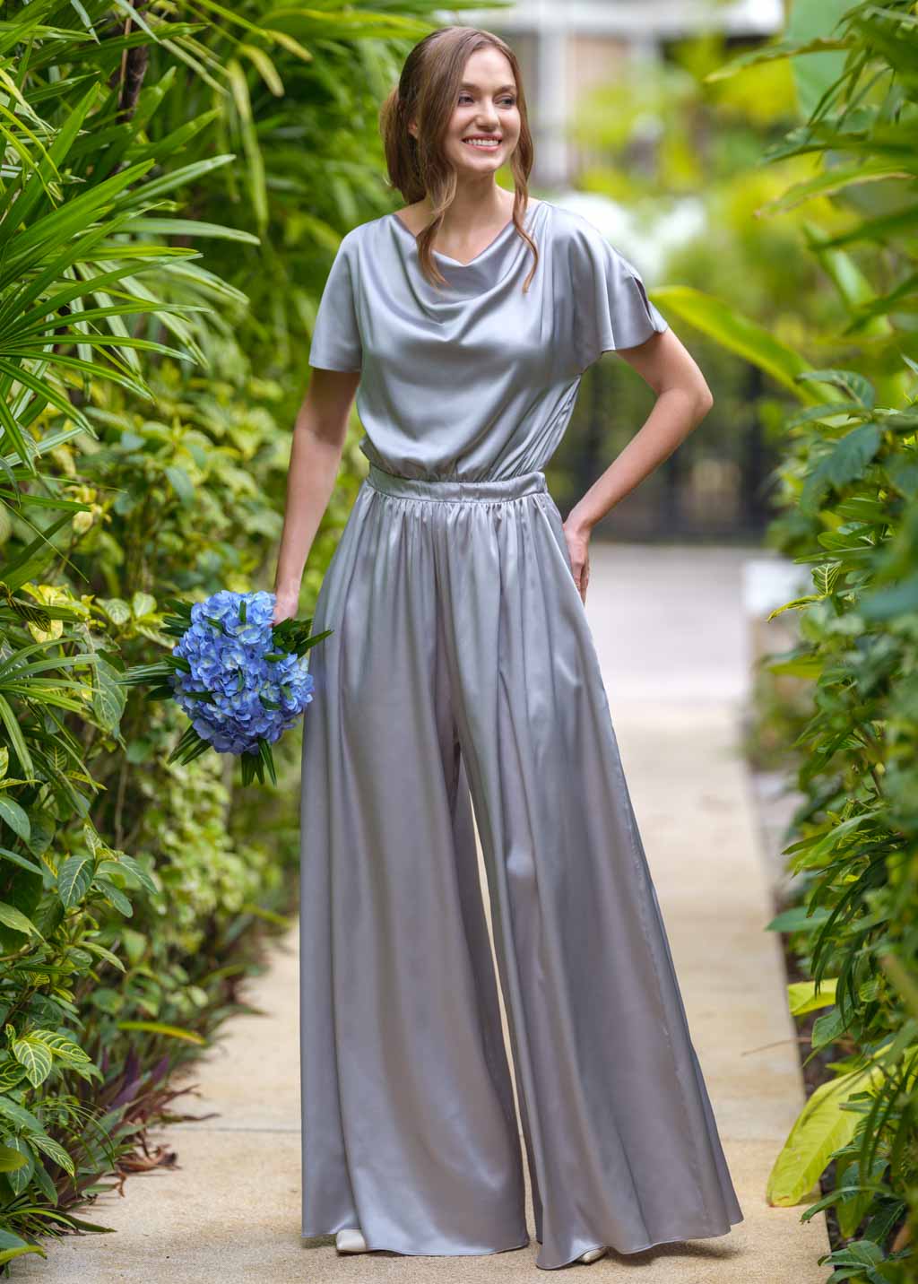 Silver grey silk infinity jumpsuit, silk jumpsuit, bridesmaid jumpsuit, long sleeve jumpsuit, wedding guest jumpsuit, bridesmaid dress, silk convertible dress, long ball gown, multiway dress, multiwrap dress ENME.ME Silver grey silk infinity jumpsuit, silk jumpsuit, bridesmaid jumpsuit, long sleeve jumpsuit, wedding guest jumpsuit, bridesmaid dress, silk convertible dress, long ball gown, multiway dress, multiwrap dress ENME.ME