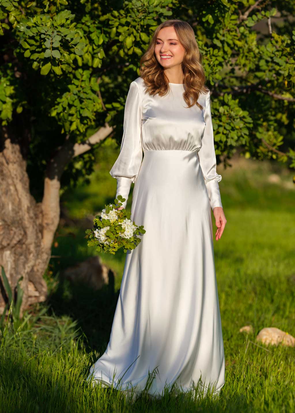 Ivory silk wedding dress
