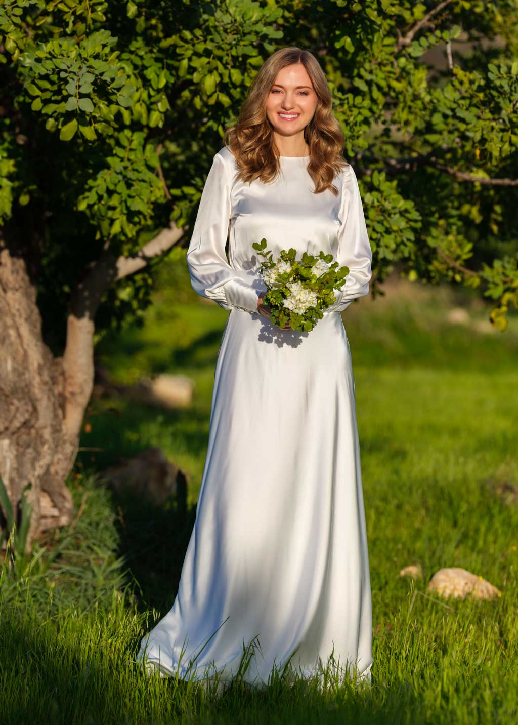 Ivory silk wedding dress