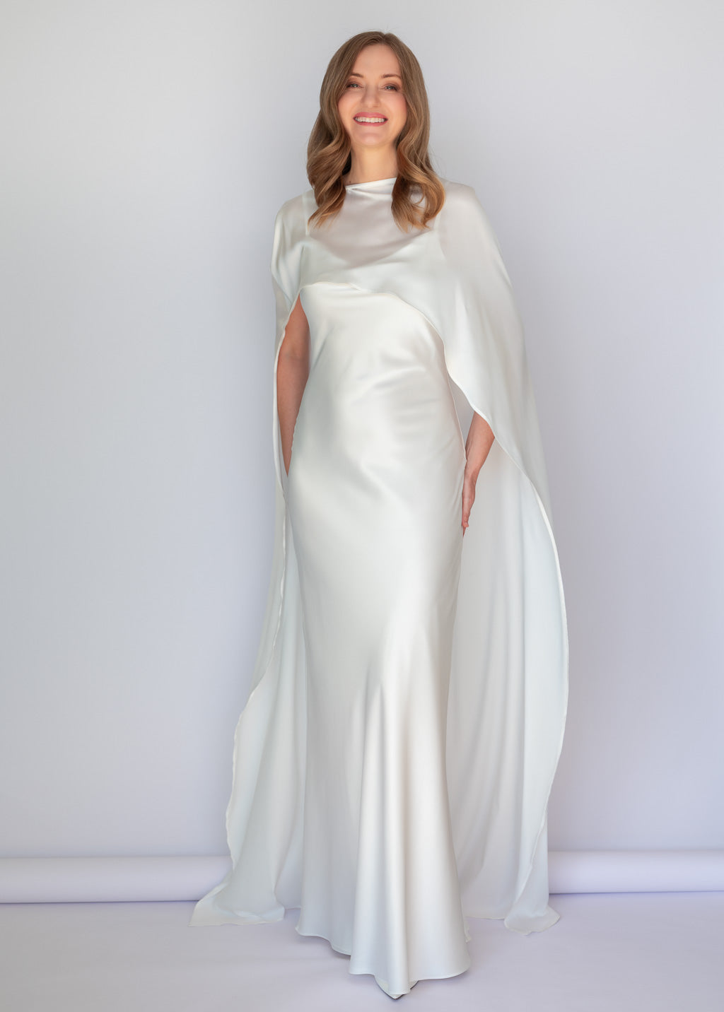 Ivory Silk Dress & Detachable Cape