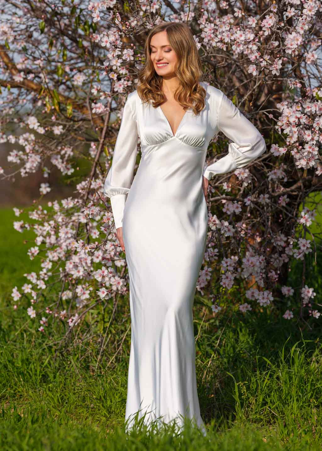 Ivory silk wedding dress
