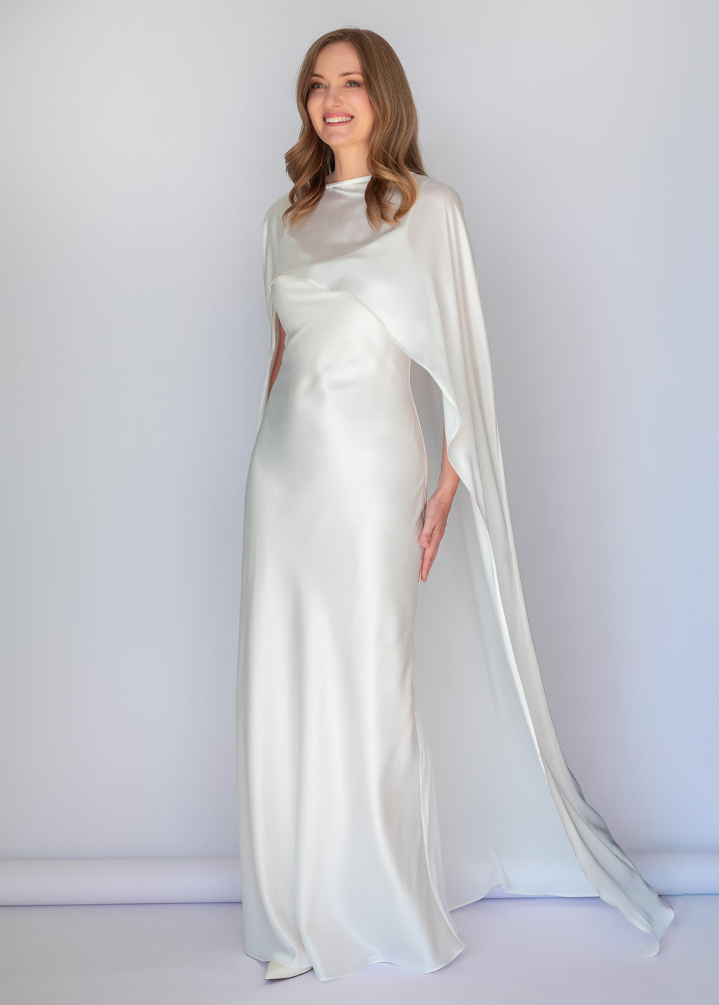 Ivory Silk Dress & Detachable Cape