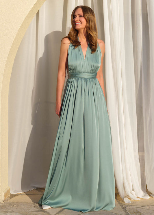 Sage green infinity long pleated dress