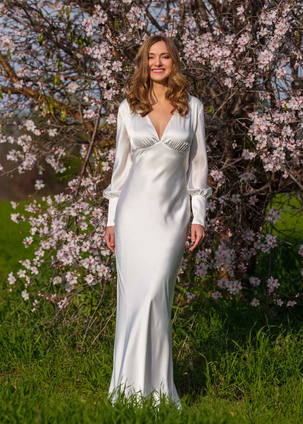 Ivory silk wedding dress