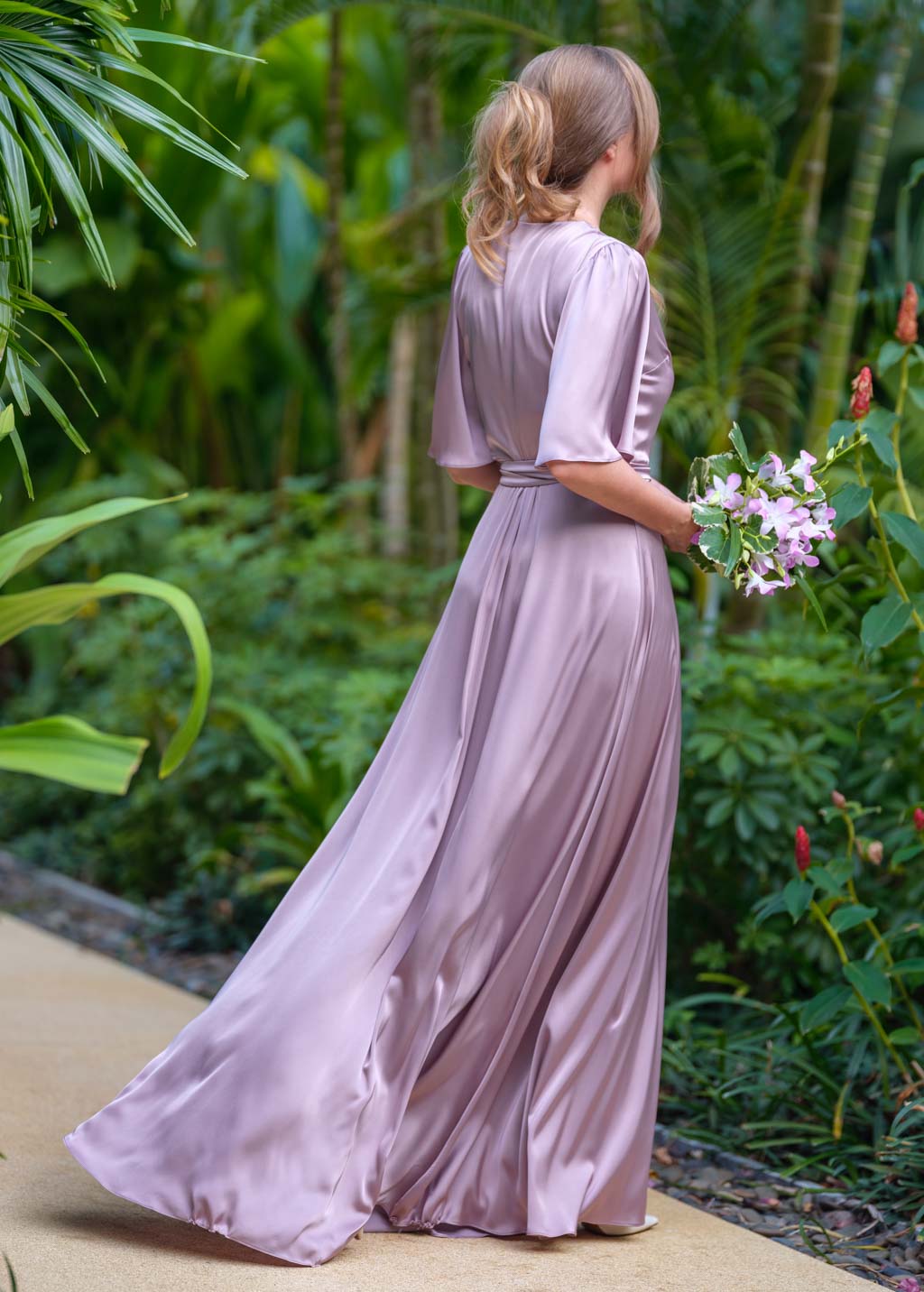 Taupe wrap long dress