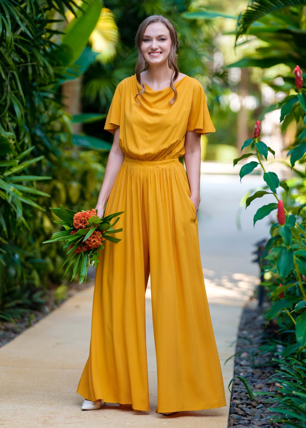 Honey yellow romantic jumpsuit
