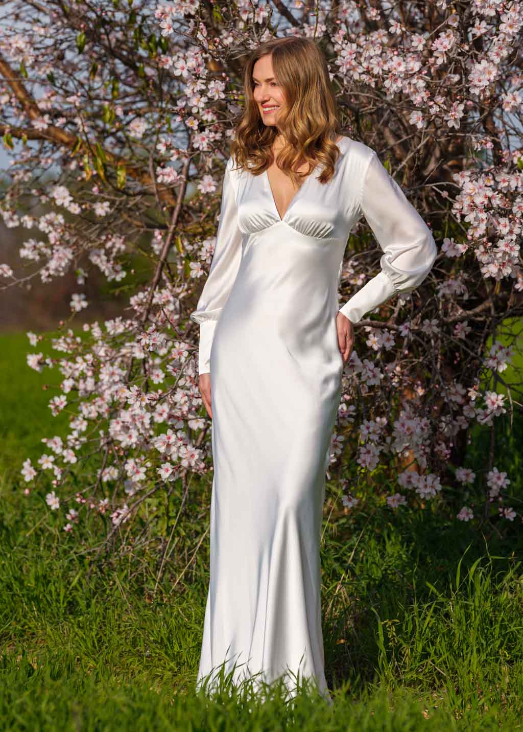 Ivory silk wedding dress