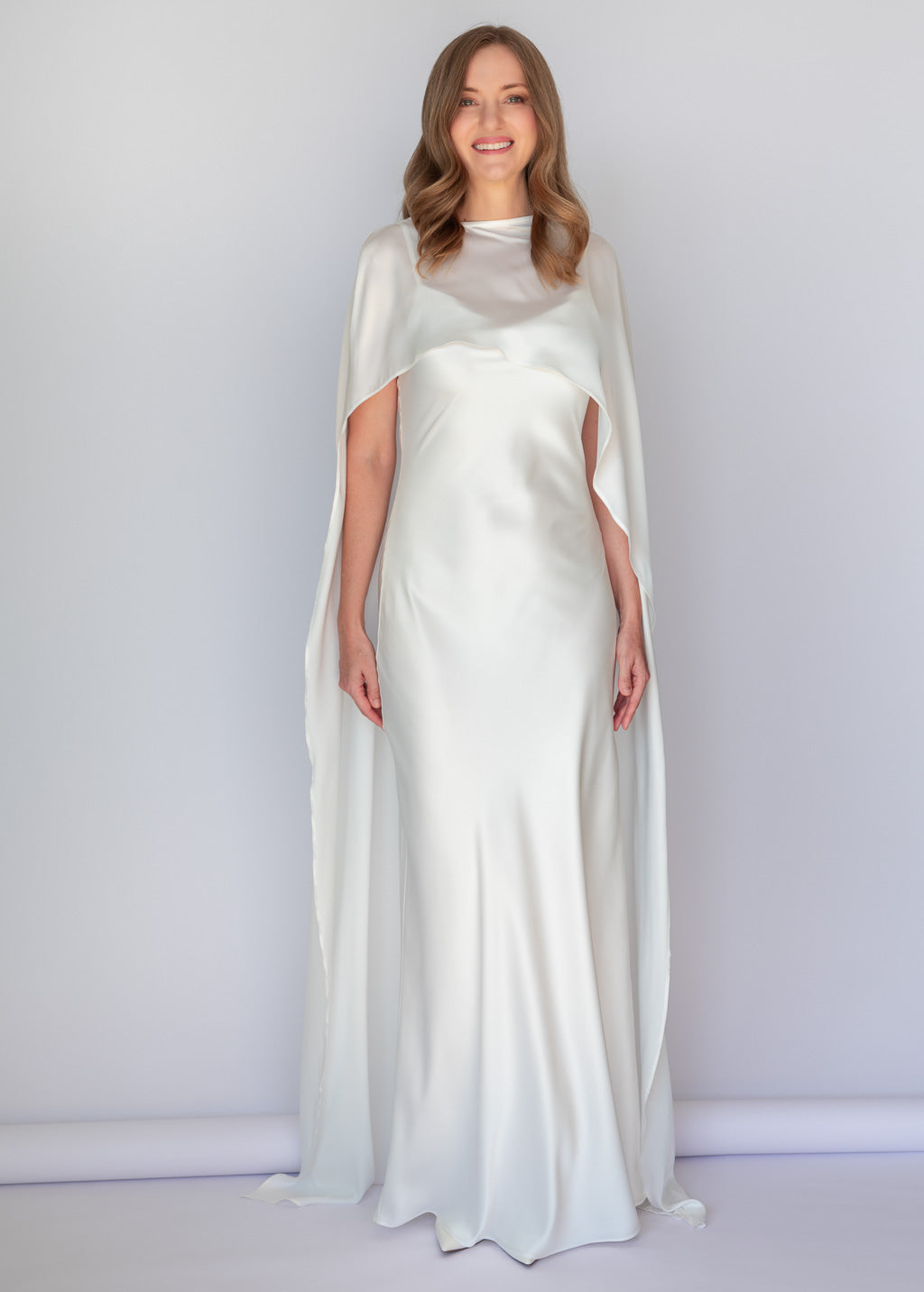 Ivory Silk Dress & Detachable Cape