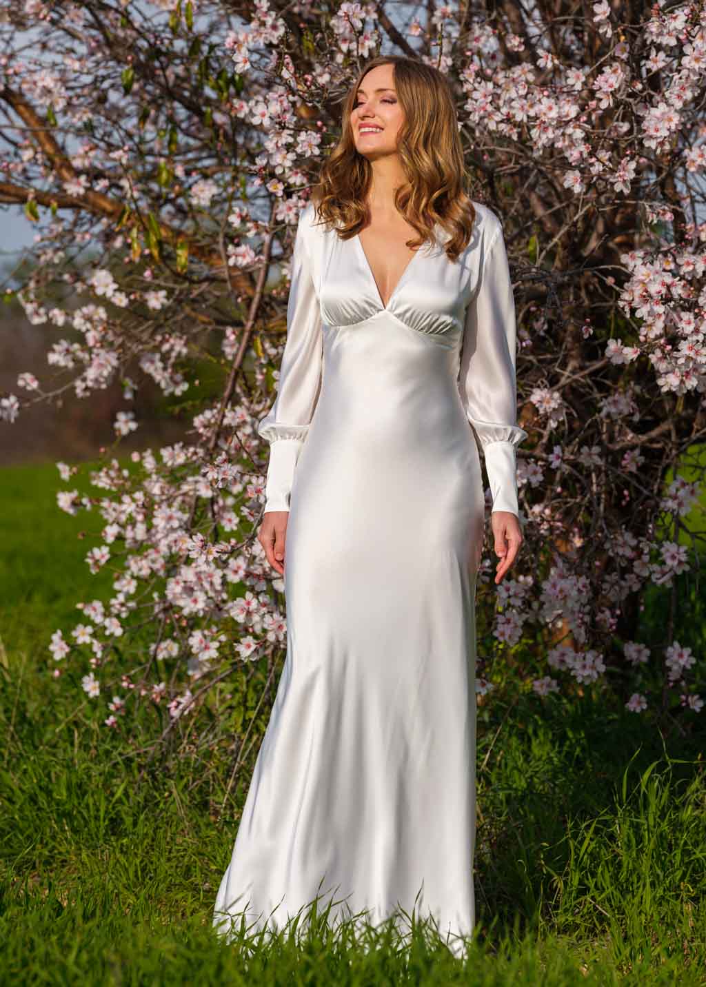 Ivory silk wedding dress