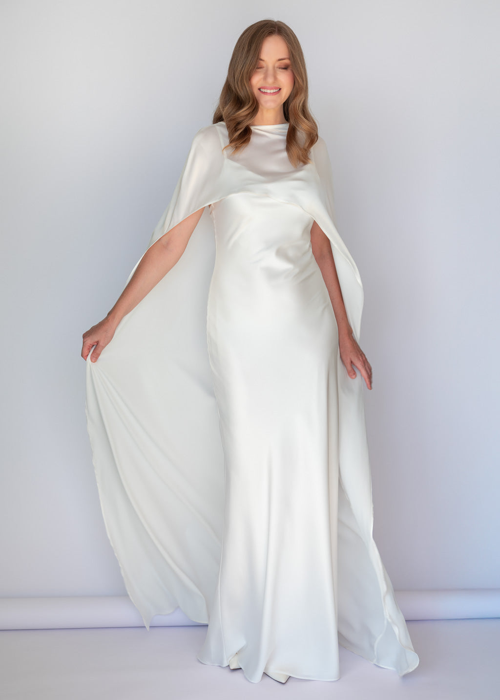 Ivory Silk Dress & Detachable Cape