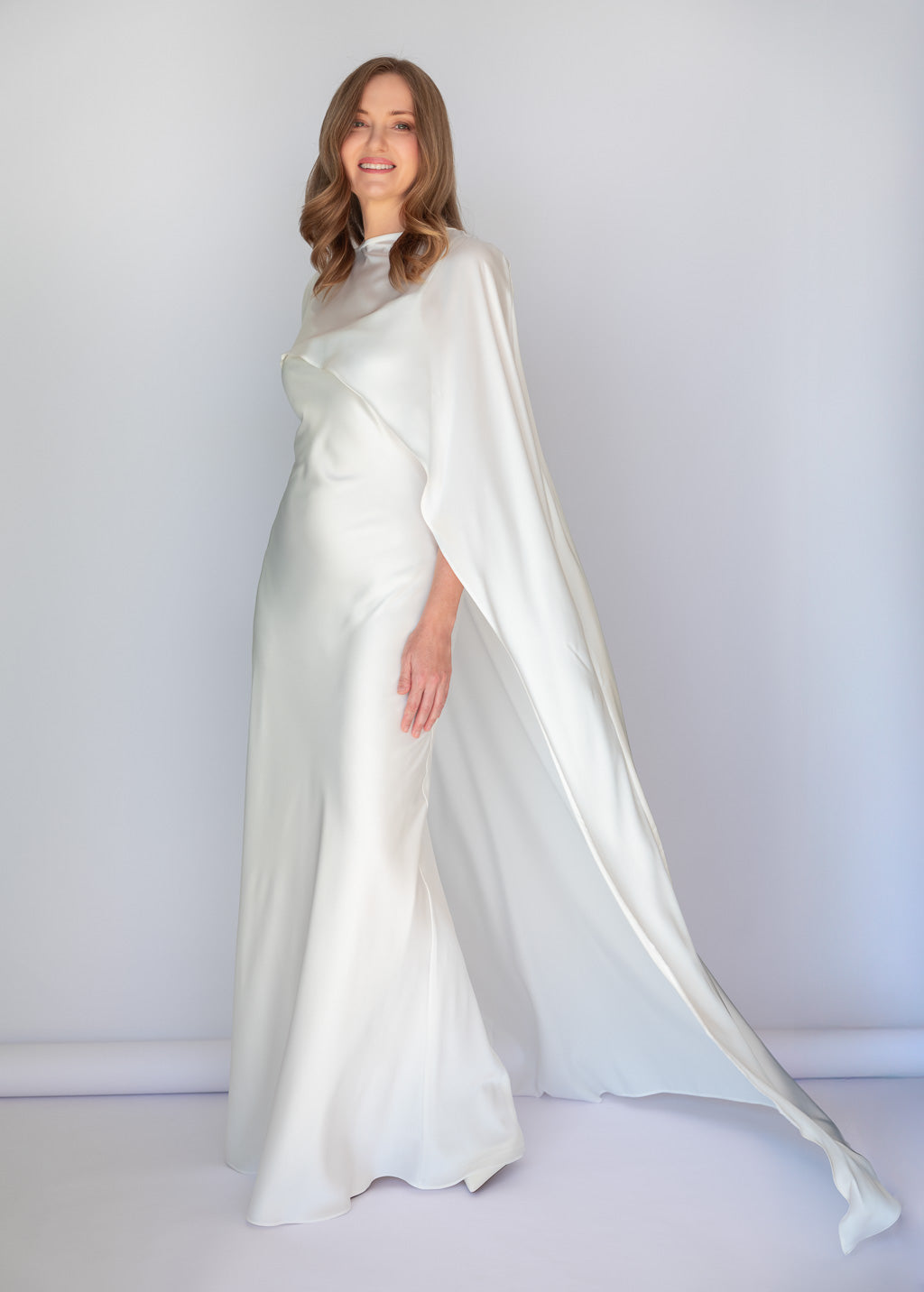 Ivory Silk Dress & Detachable Cape