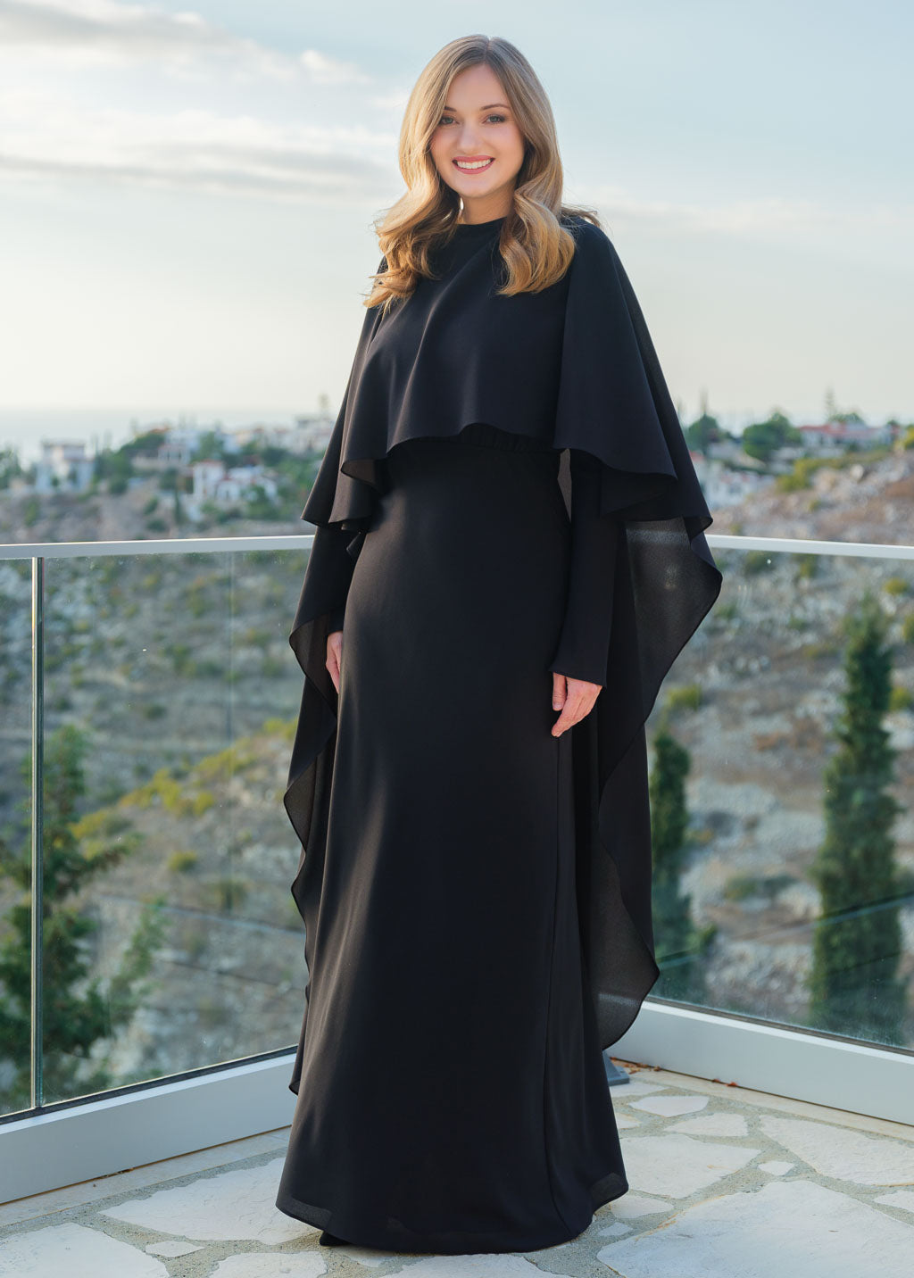 Robe longue en mousseline vert sauge