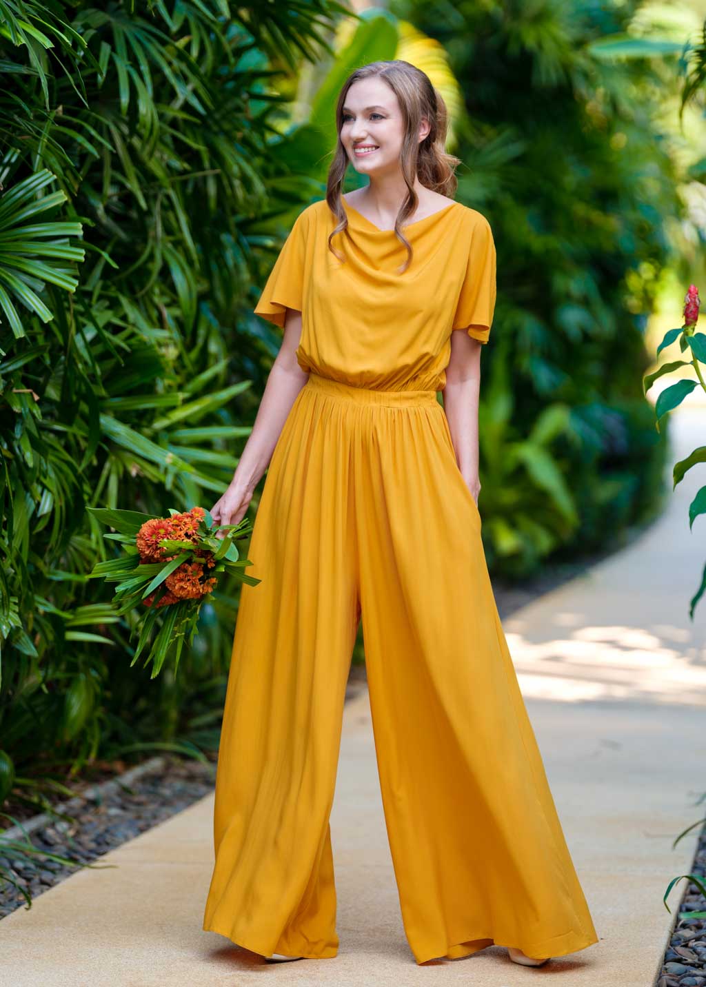 Honey yellow romantic jumpsuit