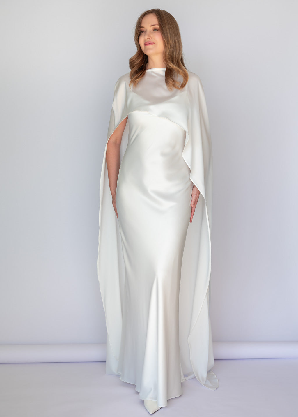 Ivory Silk Dress & Detachable Cape
