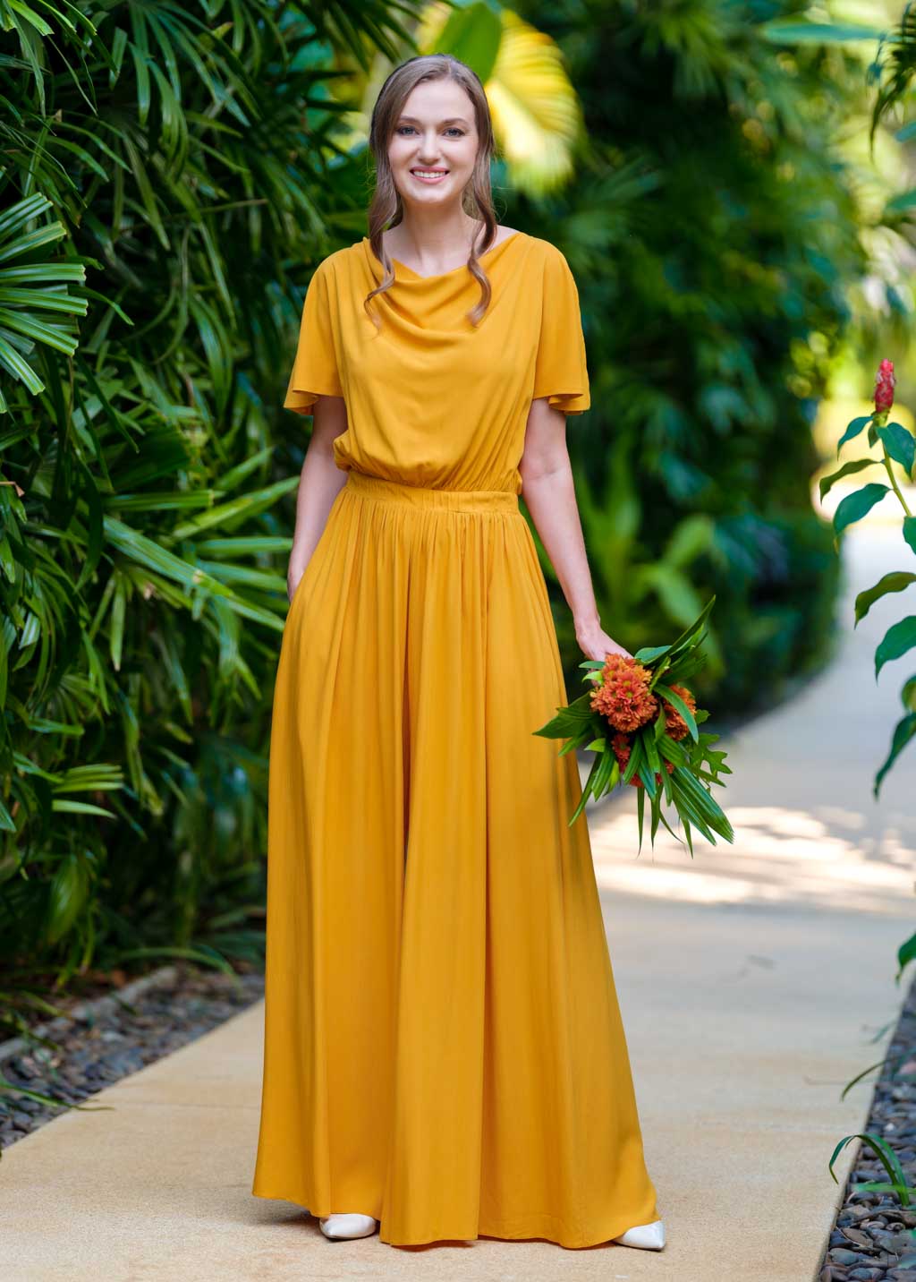 Honey yellow romantic jumpsuit