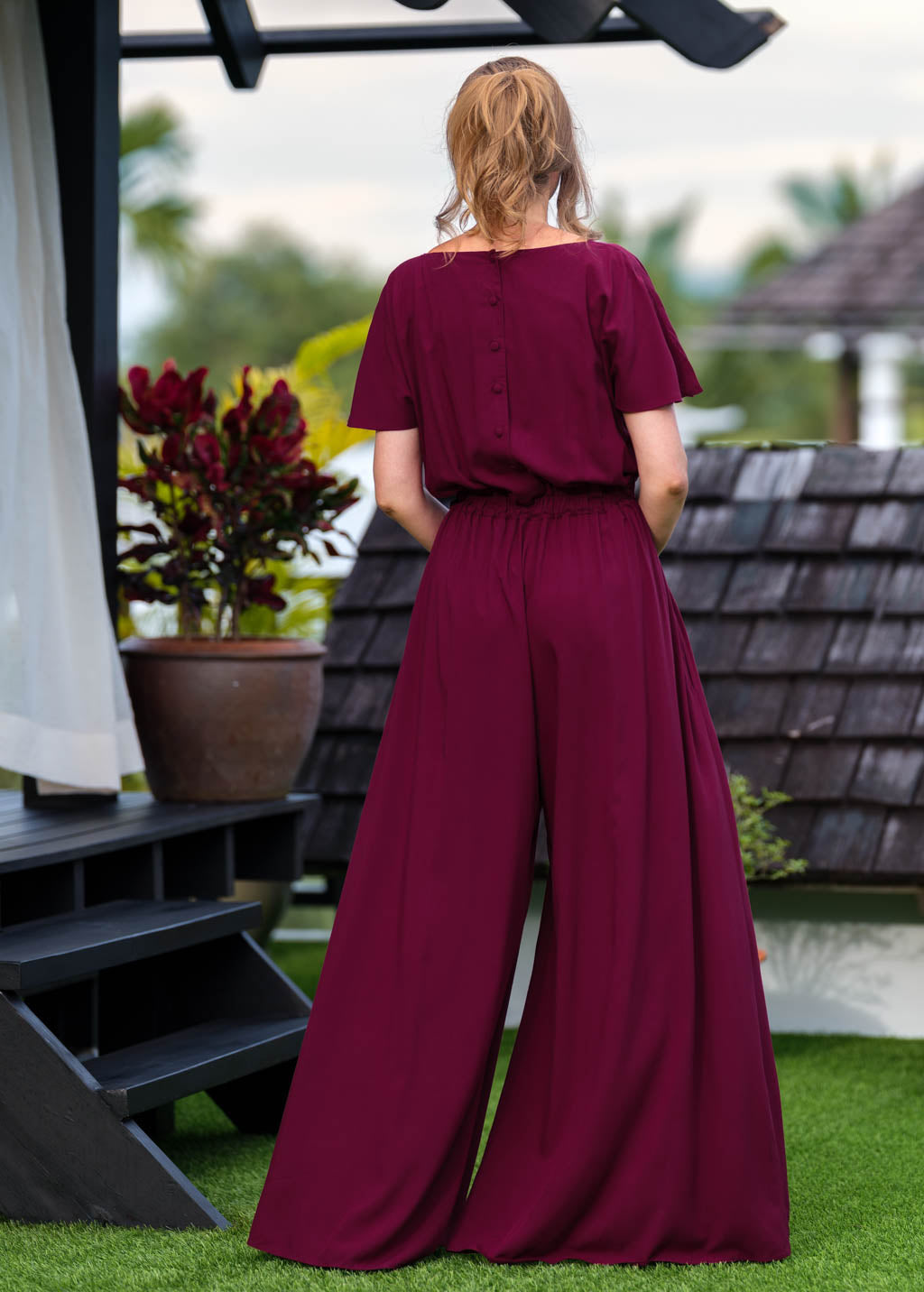 Burgundy romantic jumpsuit