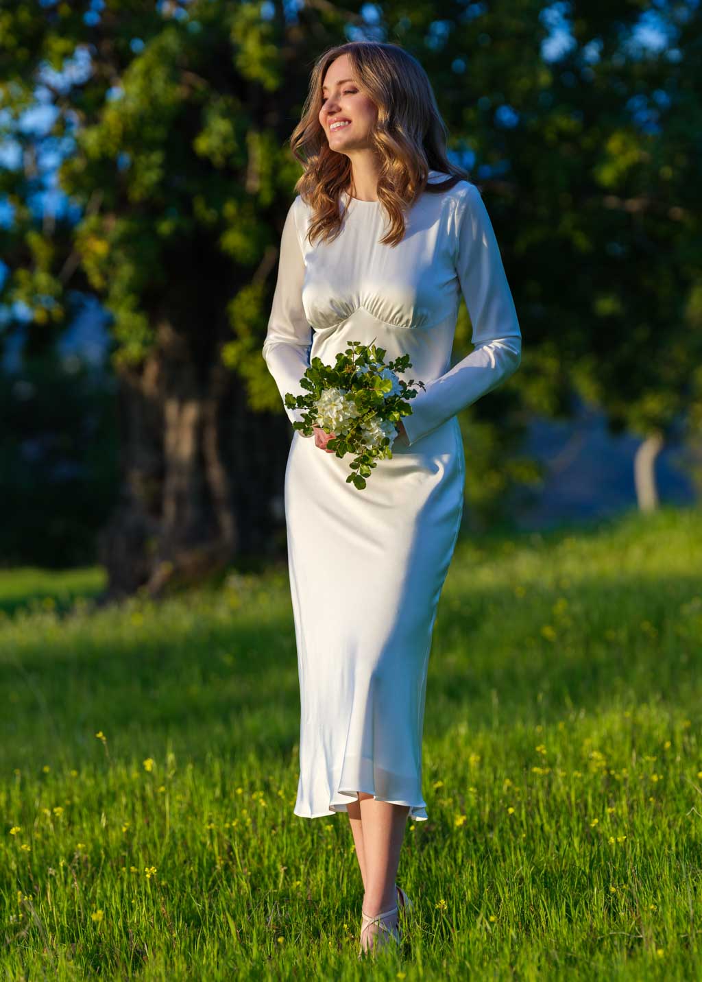 Ivory silk slip dress