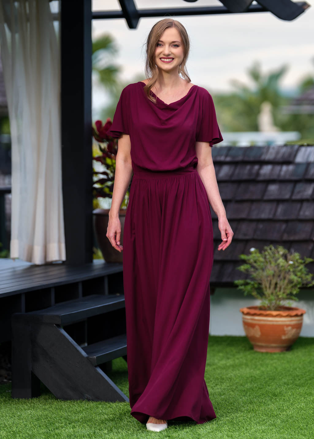 Burgundy romantic jumpsuit