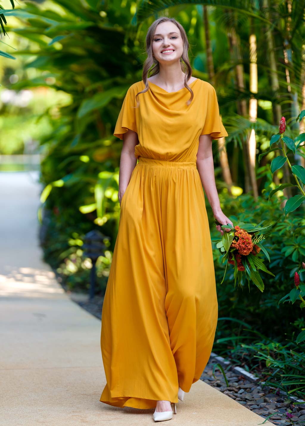 Honey yellow romantic jumpsuit