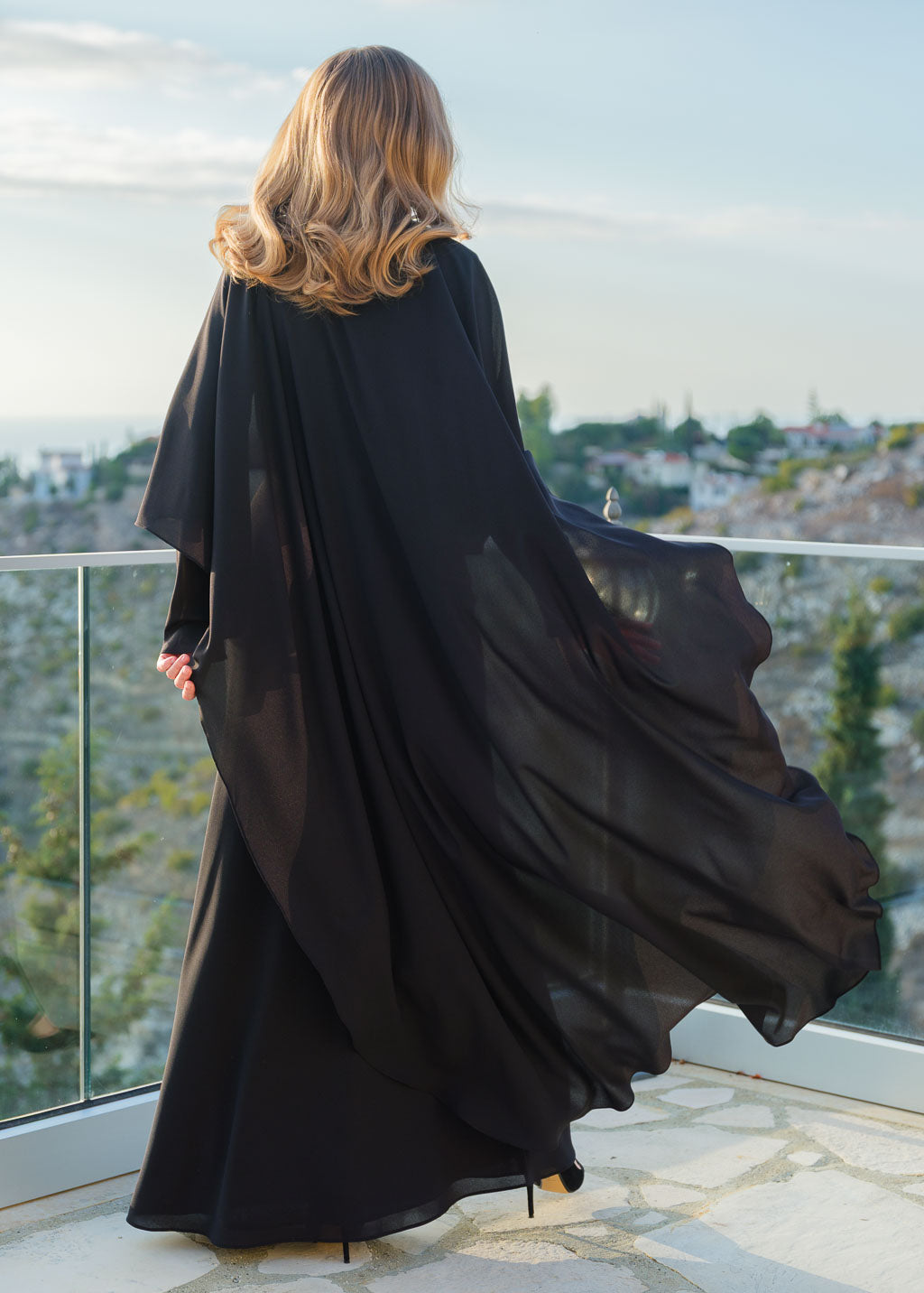 Robe longue en mousseline vert sauge