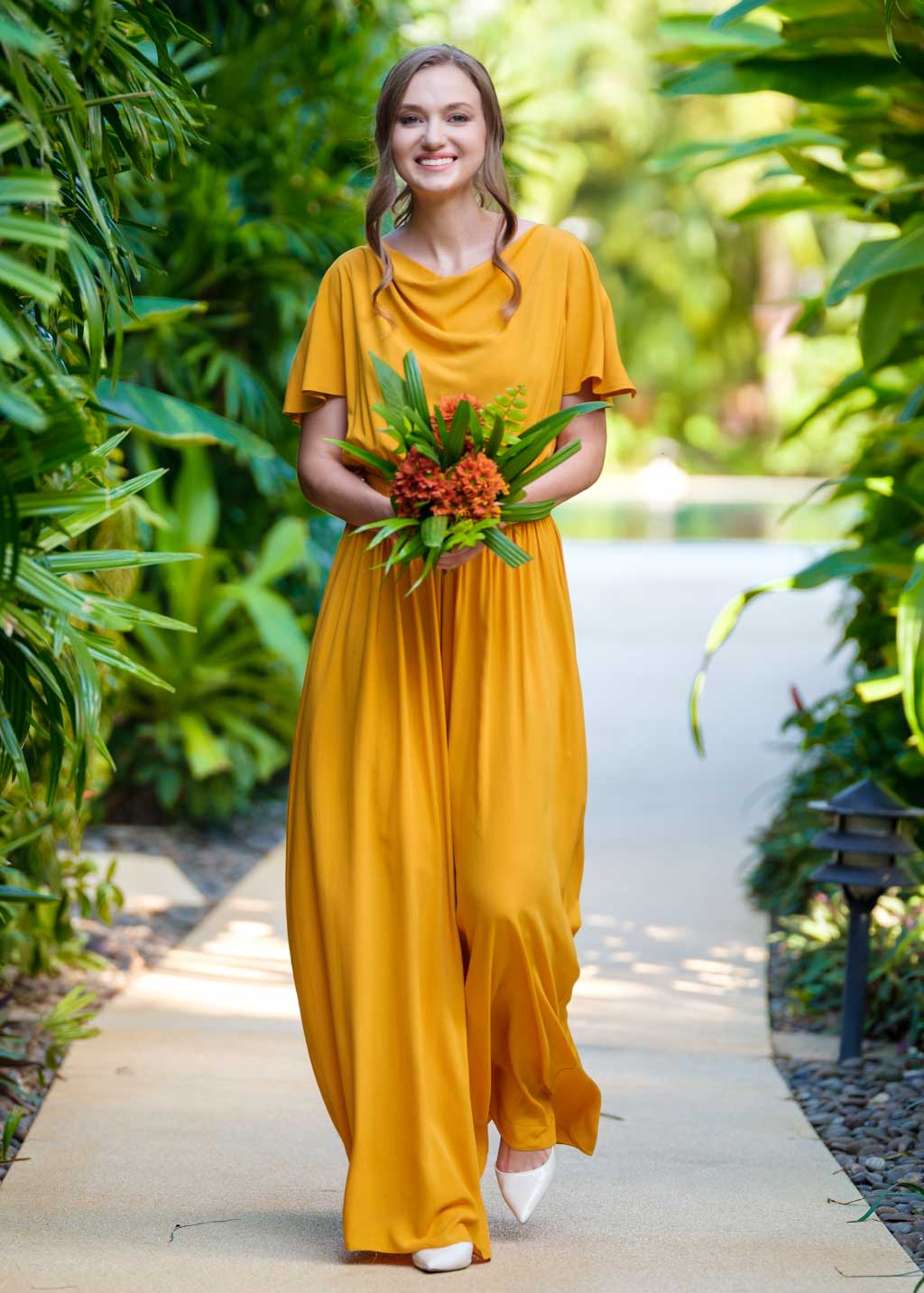 Honey yellow romantic jumpsuit