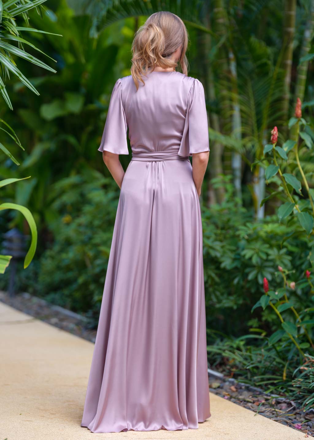 Taupe wrap long dress