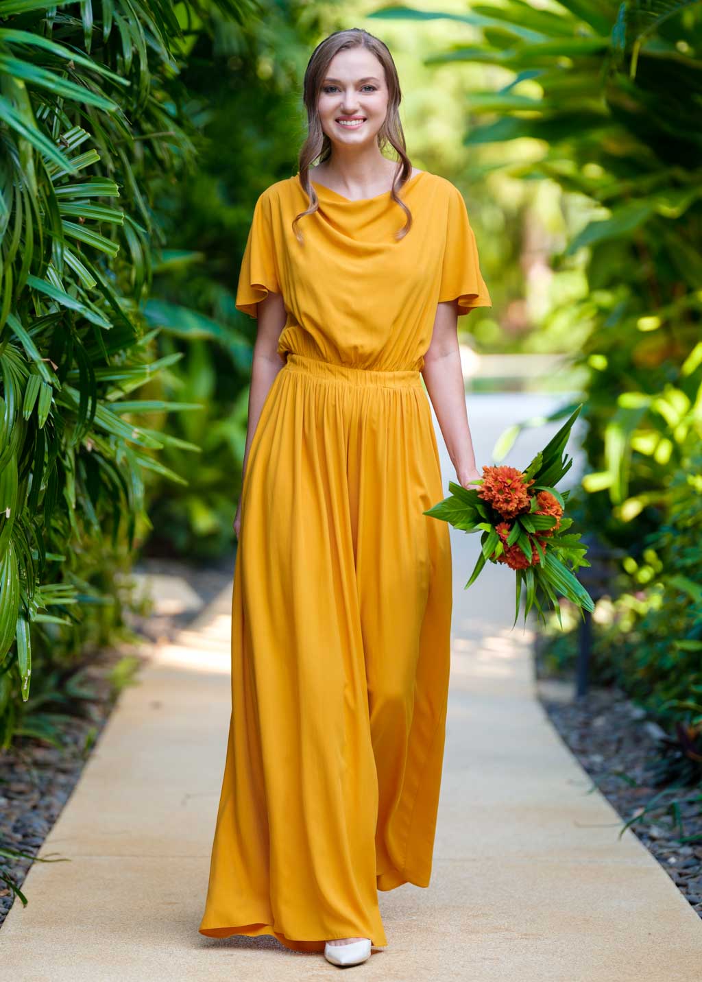 Honey yellow romantic jumpsuit