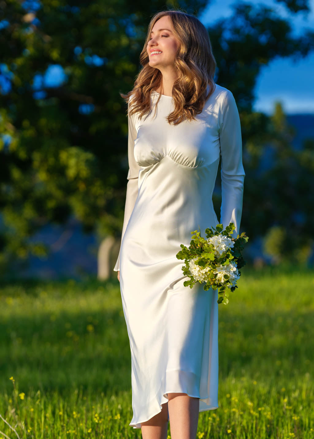 Ivory silk slip dress