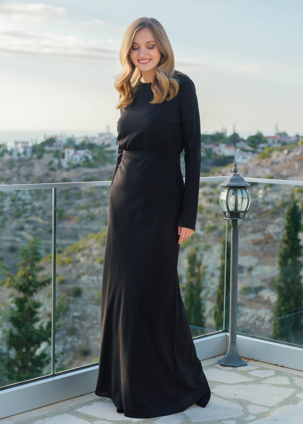 Robe longue en mousseline vert sauge